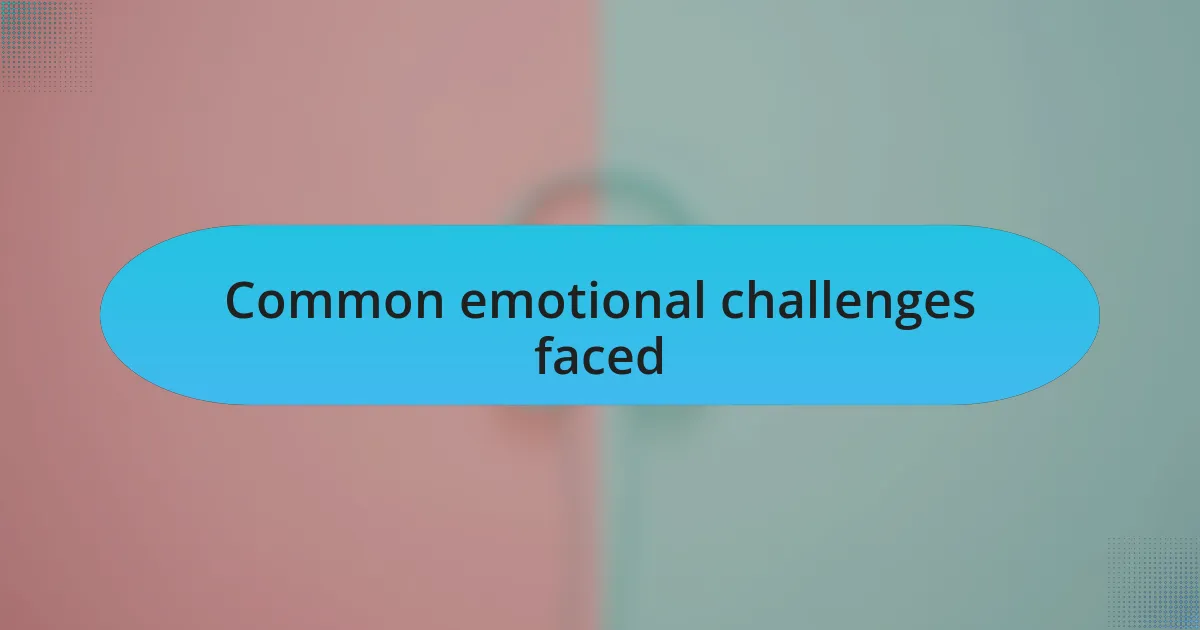 Common emotional challenges faced