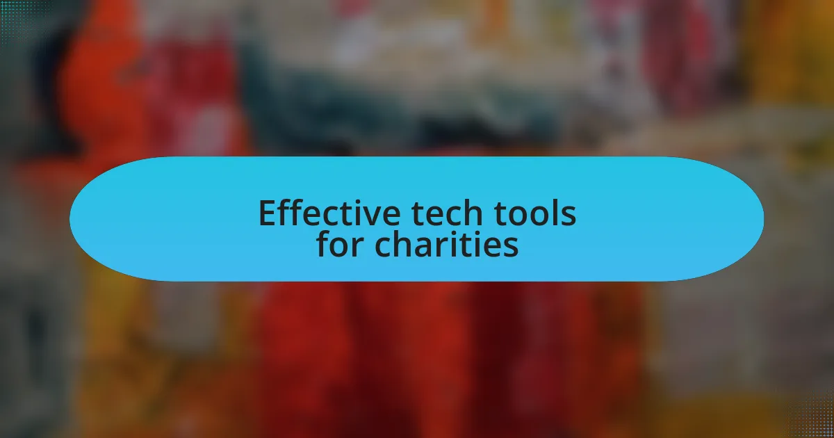 Effective tech tools for charities