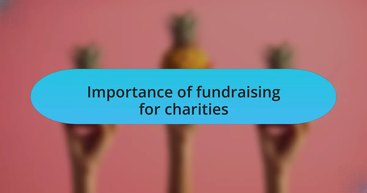 Importance of fundraising for charities