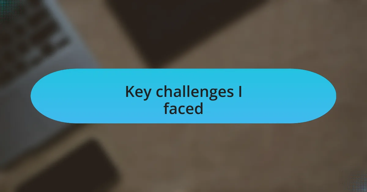 Key challenges I faced