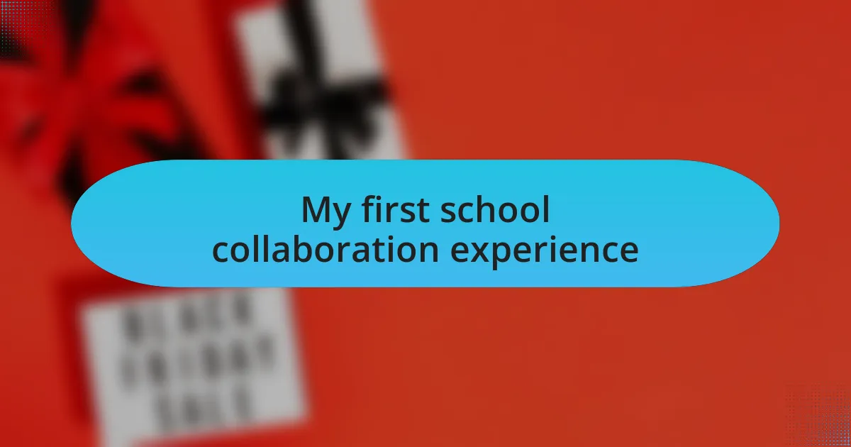 My first school collaboration experience