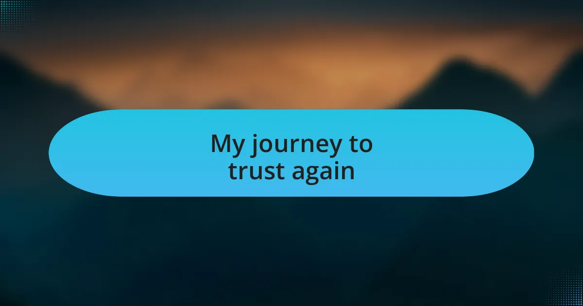 My journey to trust again