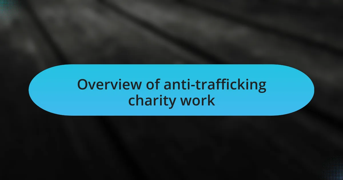 Overview of anti-trafficking charity work