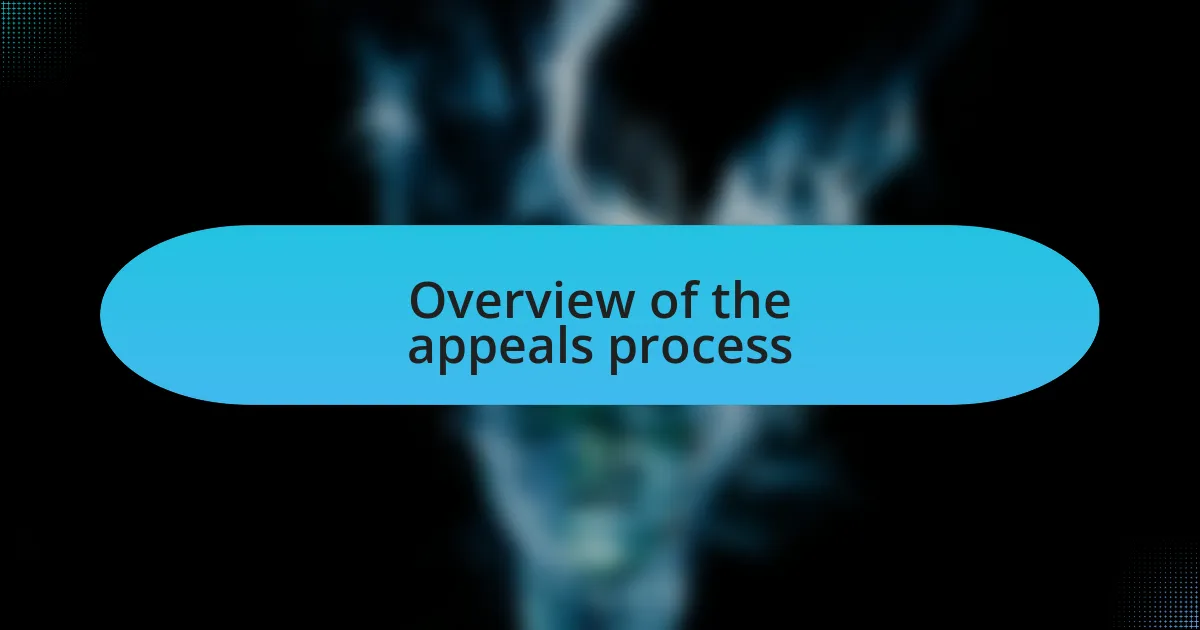 Overview of the appeals process