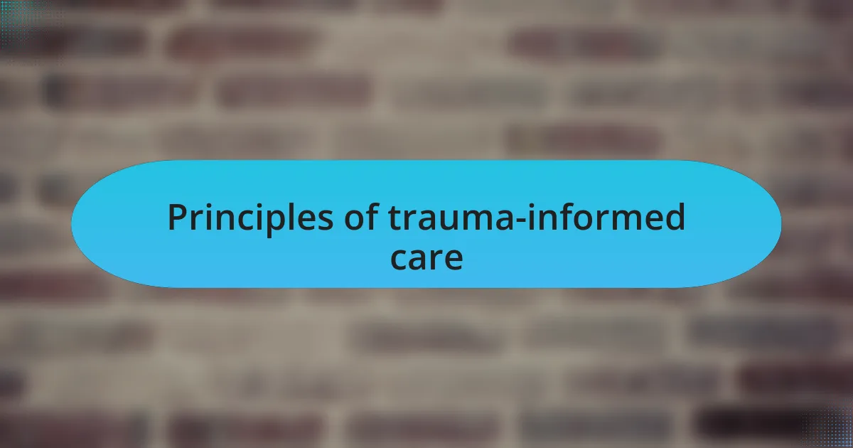 Principles of trauma-informed care