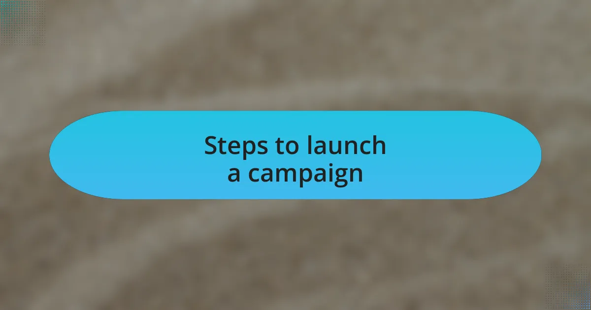 Steps to launch a campaign