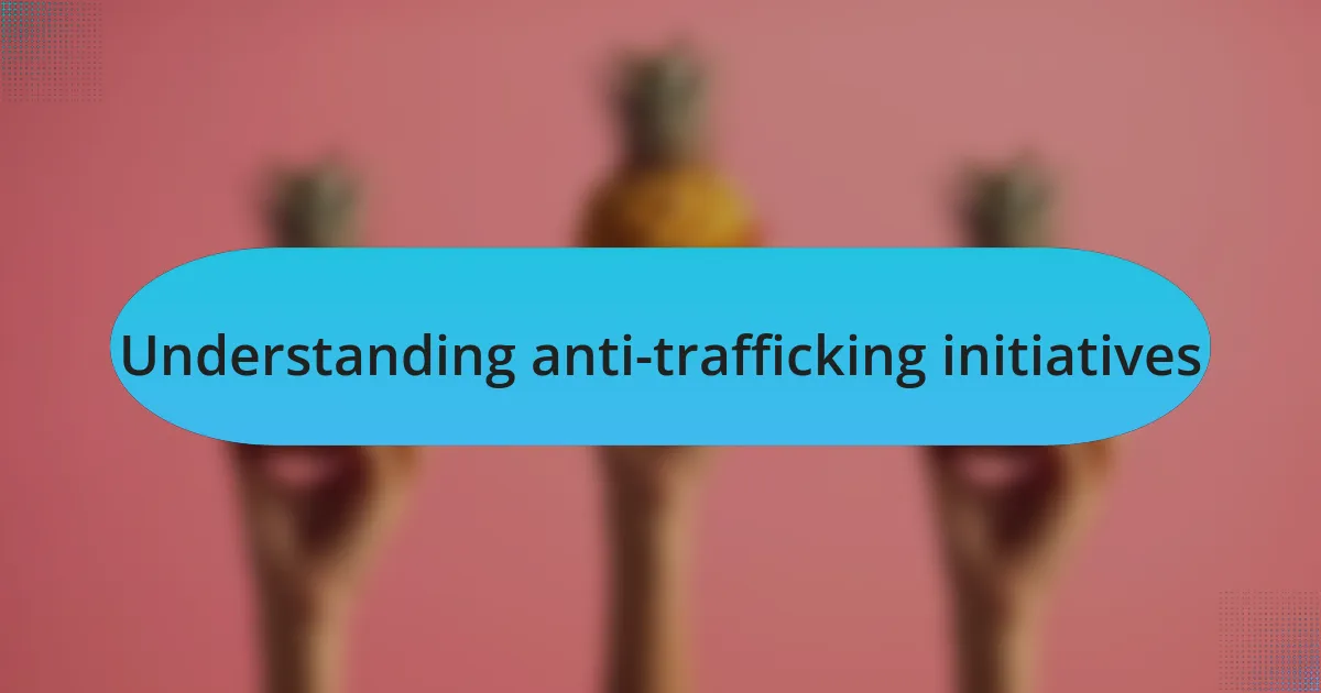 Understanding anti-trafficking initiatives