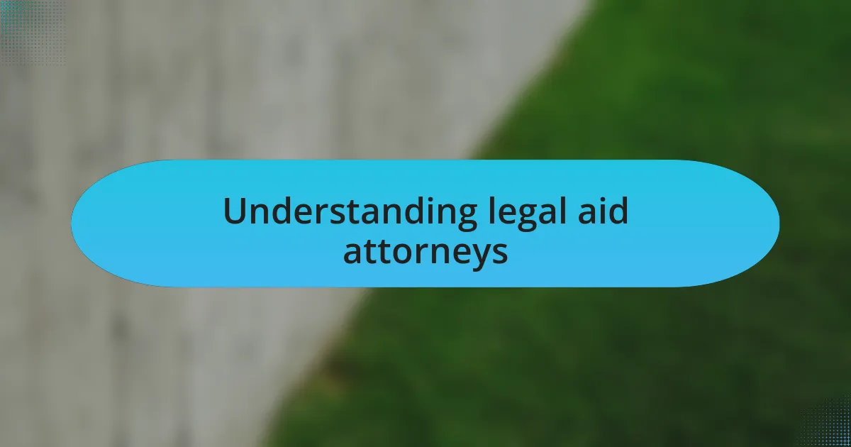 Understanding legal aid attorneys