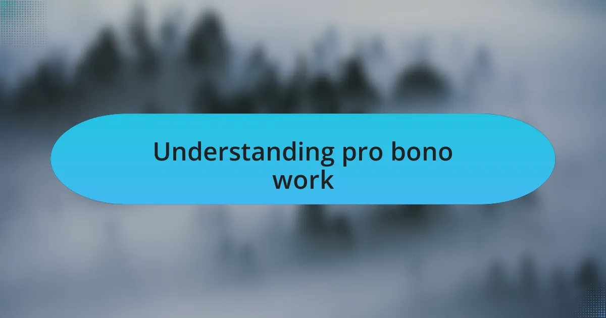 Understanding pro bono work